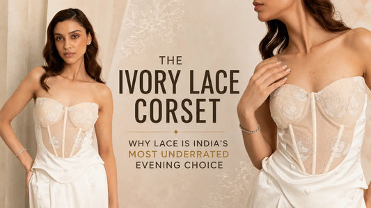 Ivory Lace Corset by Label Nishtha Bansal  — designer lace corset top for evening  wear India
