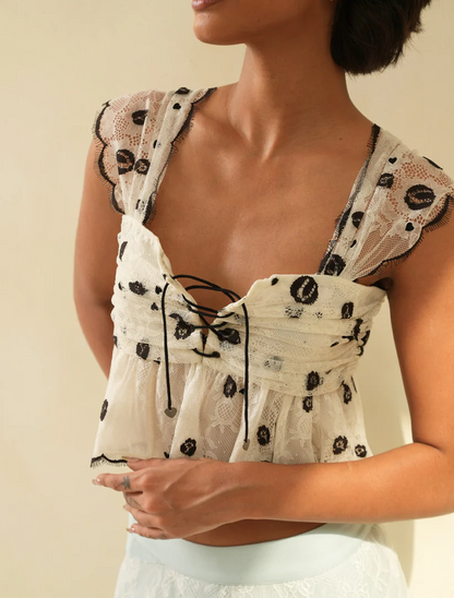 Sheer Off White Blouse, sheer cropped top with print detail and tie front