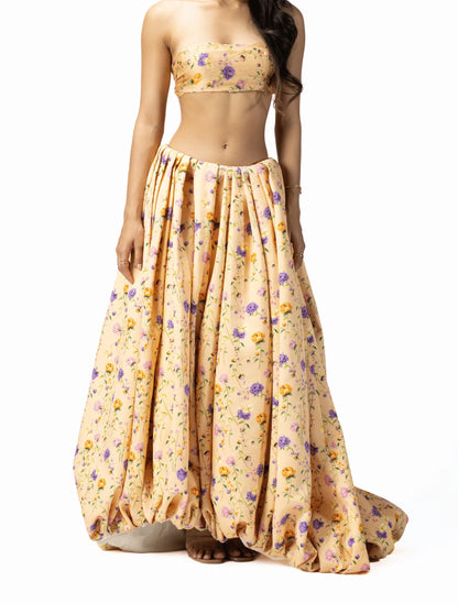 PRINTED HIGH-LOW SKIRT