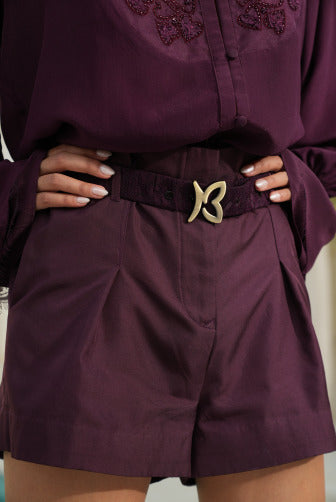 Wine Lace Shorts