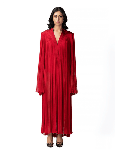 Red Pleated Dress