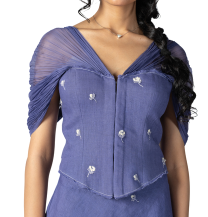 FLOWER LINEN CORSET TOP