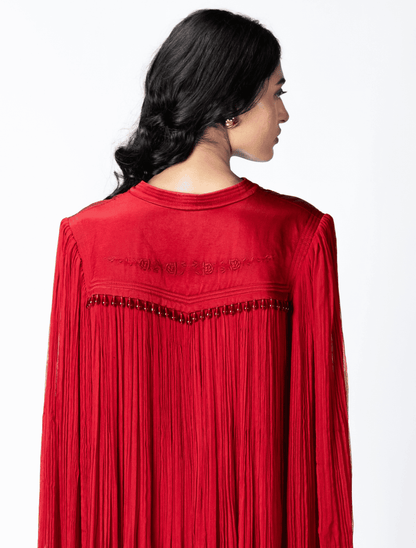 Red Pleated Dress