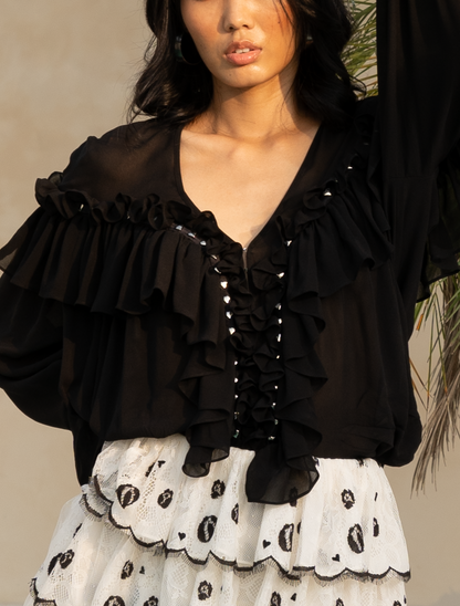 Black Heart Ruffle Shirt